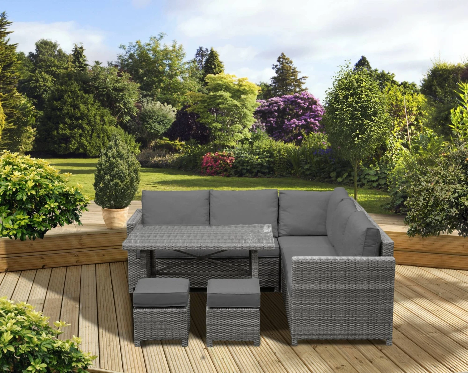 Harby Deluxe Corner High Back Dining Set Harby Deluxe Corner High Back Dining Set -Garden Supply Store 46755 2585