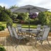 Pagoda Sienna 6 Seat Dining Set Including Parasol -Garden Supply Store 46757 2583