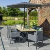 LG Outdoor Stockholm 6 Seat Dining Set With Armchairs And Deluxe 3m Parasol -Garden Supply Store 46959 2273
