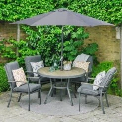 LG Outdoor Monza 4 Seat Set With High Back Armchairs And Parasol -Garden Supply Store 51129 30459